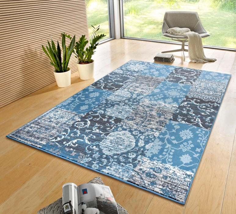 Hanse Home gloria bloques sky blue Blue Living Room  Rug.