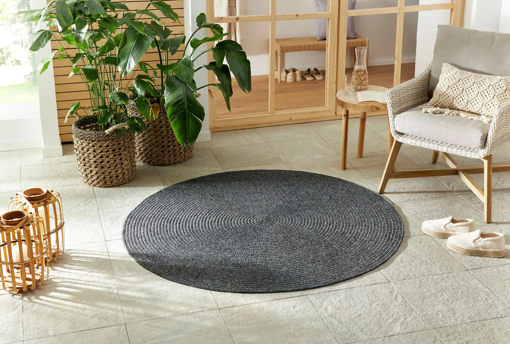 NorthRugs braided trenzado dark grey Grey Living Room  Rug.