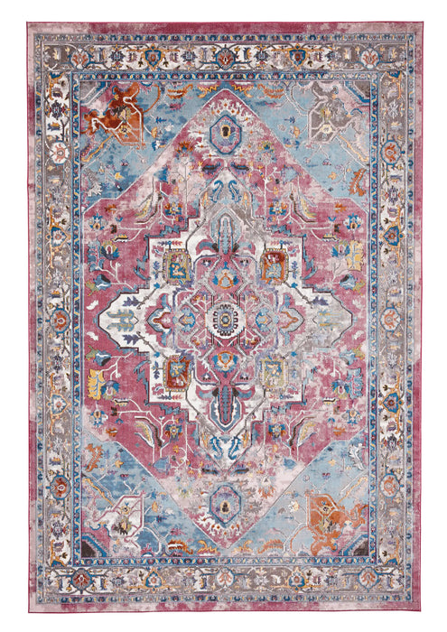 Think Rugs 16th avenue 91da fushcia blue Blue, Multicoloured, Pink Living Room Geometric Rug.