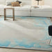 Nourison prismatic prs22 sea mist blue Blue Living Room Wool Rug.