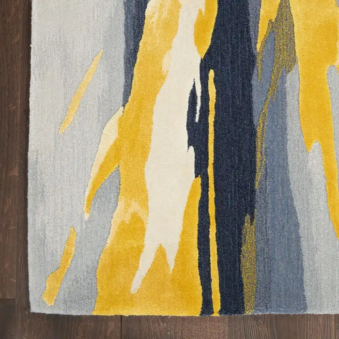 Nourison prismatic prs24 grey gold Grey, Yellow Living Room Wool Rug.