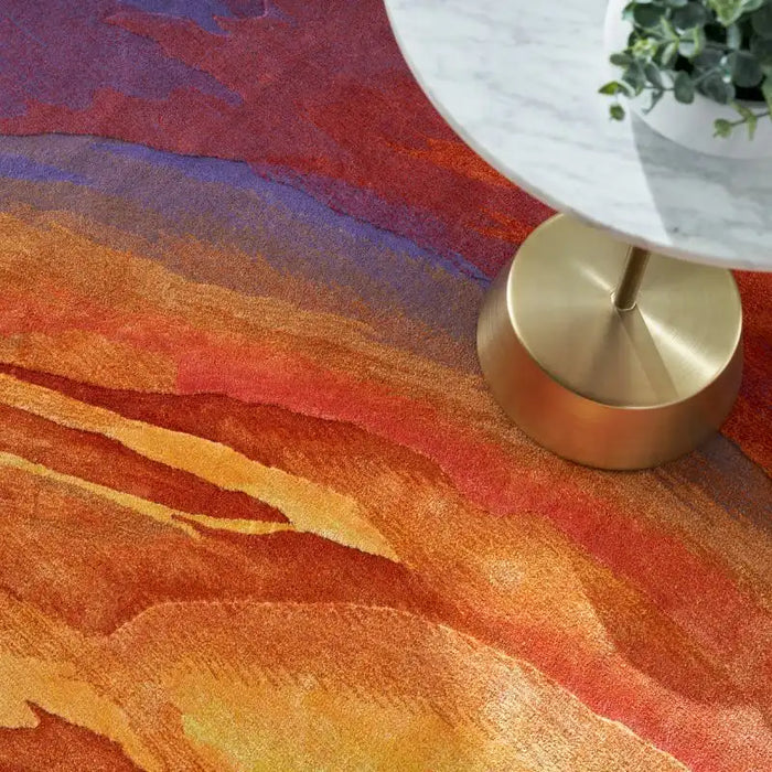 Nourison prismatic prs25 multi Multicoloured Living Room Wool Rug.
