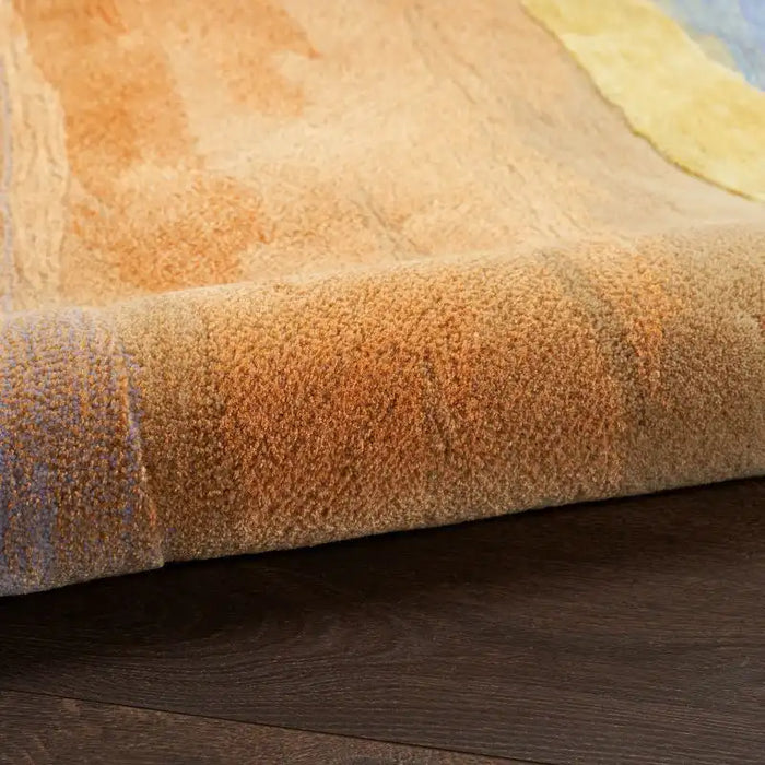 Nourison prismatic prs25 multi Multicoloured Living Room Wool Rug.