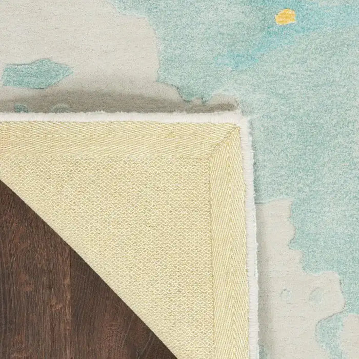 Nourison prismatic prs26 seafoam gold Green, Multicoloured Living Room Wool Rug.
