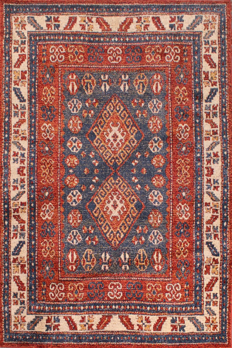 URCO orient urco 2520 navy Blue, Multicoloured, Red, Navy Living Room Moroccan Rug.