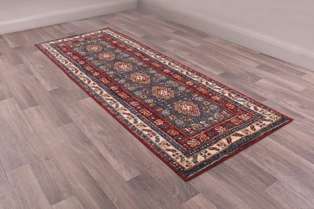 URCO orient urco 2520 navy Blue, Multicoloured, Red, Navy Living Room Moroccan Rug.