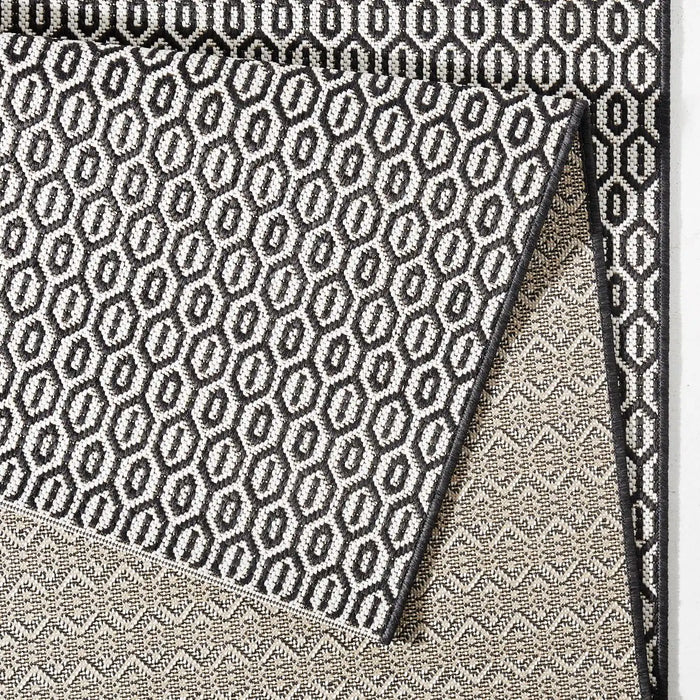 NorthRugs meadow coin black Black Living Room Striped Rug.