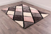 URCO 3d carved diamond blush Grey, Multicoloured, Pink Living Room Geometric Rug.