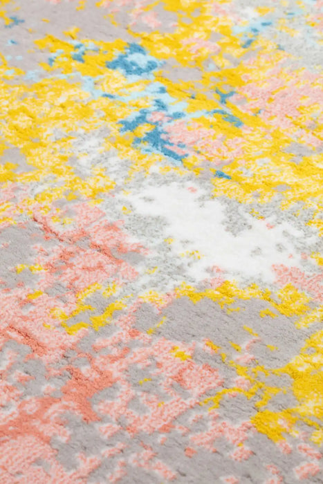 Mastercraft city 466150 ak990 Yellow, Multicoloured Living Room Floral Rug.