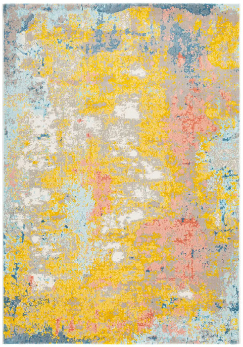 Mastercraft city 466150 ak990 Yellow, Multicoloured Living Room Floral Rug.