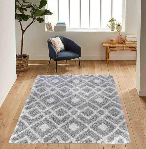 Serdim Rugs marrakesh 530 grey Grey Living Room Geometric Rug.