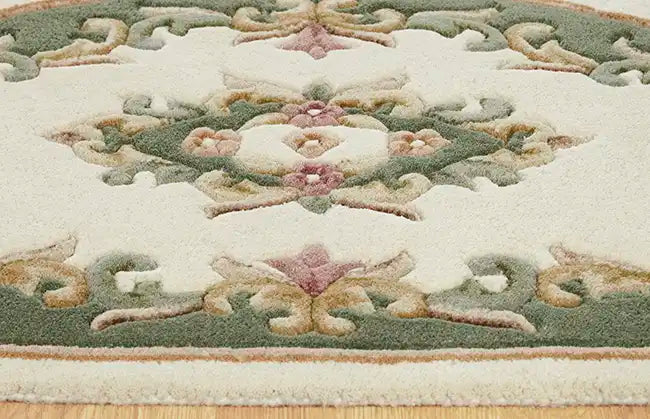 Oriental Weavers royal indian cream green Green, Ivory Living Room Wool Rug.