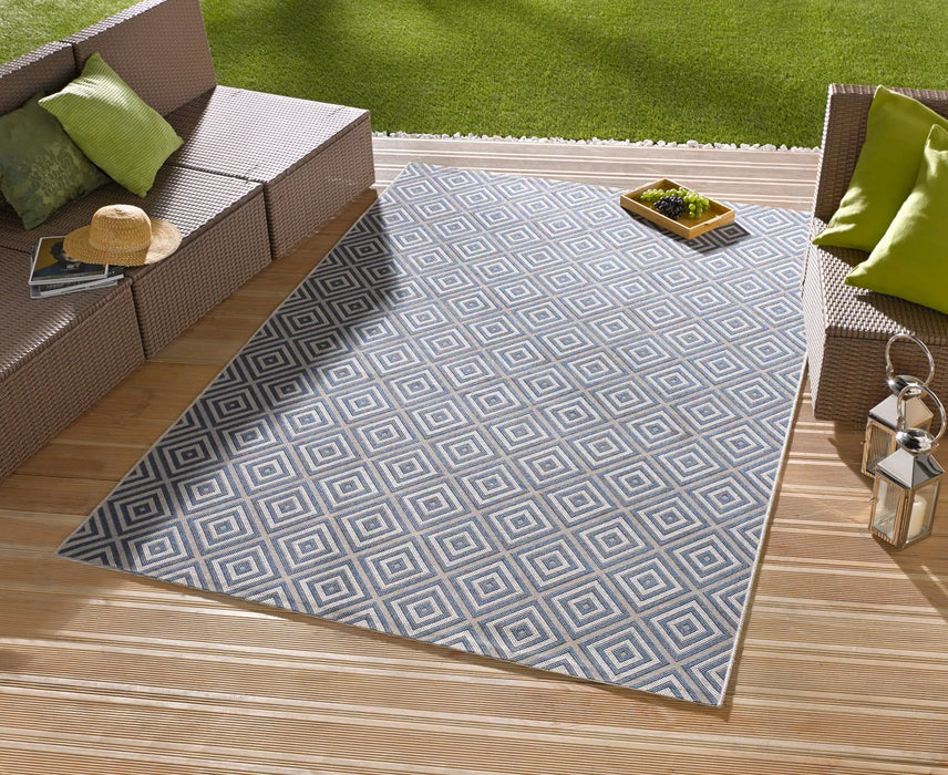 NorthRugs meadow karo blue Blue Living Room Striped Rug.