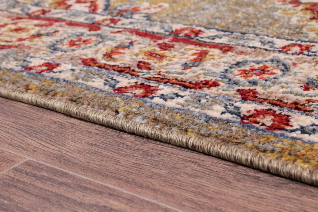 URCO orient urco 8917 green Green, Multicoloured Living Room Moroccan Rug.