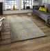 Think Rugs noble house 4338 grey yellow Grey Living Room Geometric Rug.