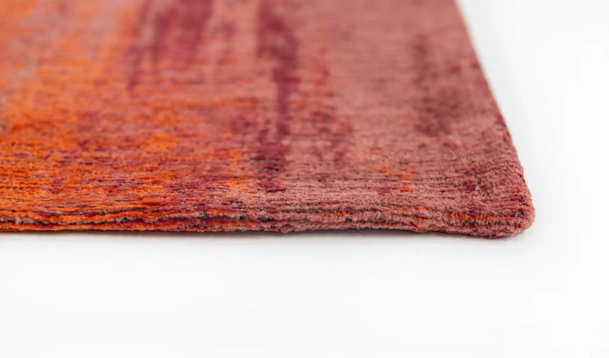 Louis de Poortere atlantic monetti 9116 hibiscus red Multicoloured, Orange, Red Living Room Flat Weave Rug.