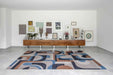 Louis de Poortere module nuance 9196 camel blue Blue, Multicoloured Living Room Geometric Rug.
