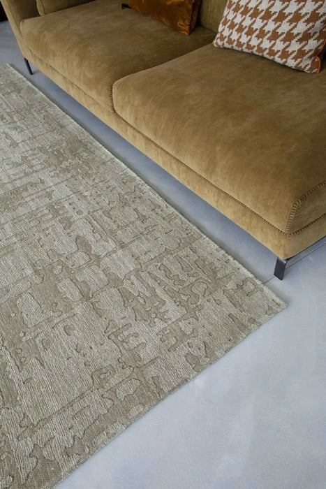 Louis de Poortere baobab structures 9197 dry beige Beige Living Room Flat Weave Rug.