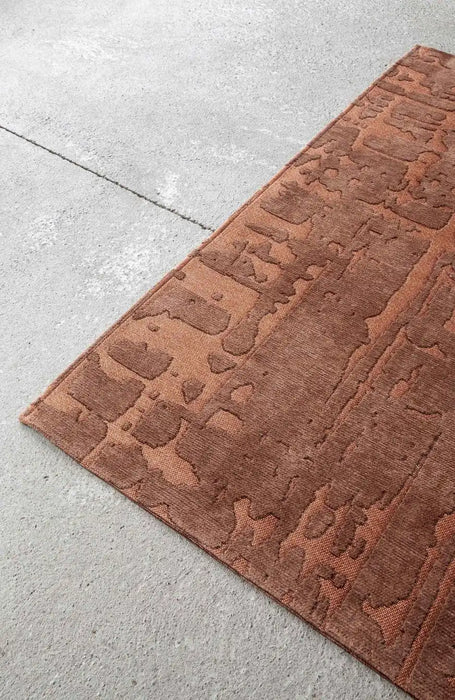 Louis de Poortere baobab structures 9199 copper Orange, Red Living Room Flat Weave Rug.
