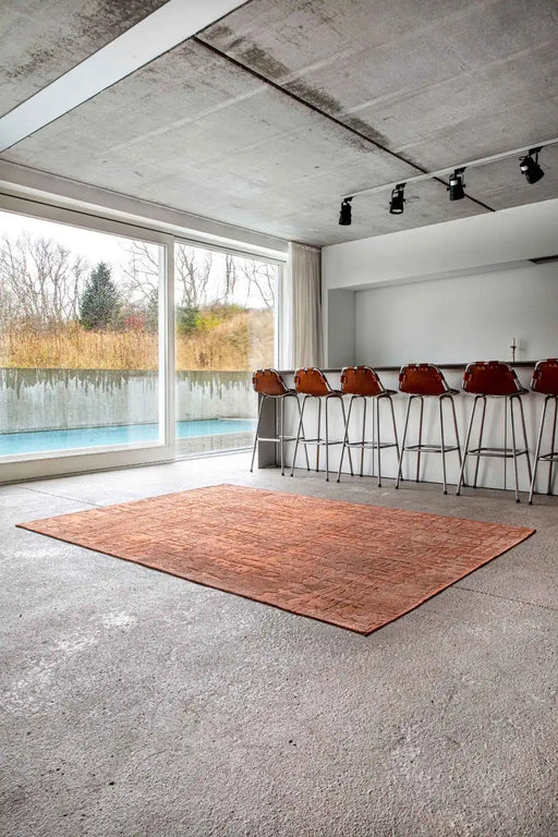 Louis de Poortere baobab structures 9199 copper Orange, Red Living Room Flat Weave Rug.
