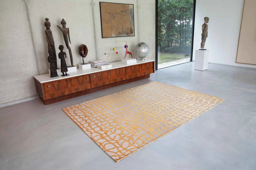 Louis de Poortere mad men dedalo 9205 yello scarab Grey, Yellow Living Room Flat Weave Rug.