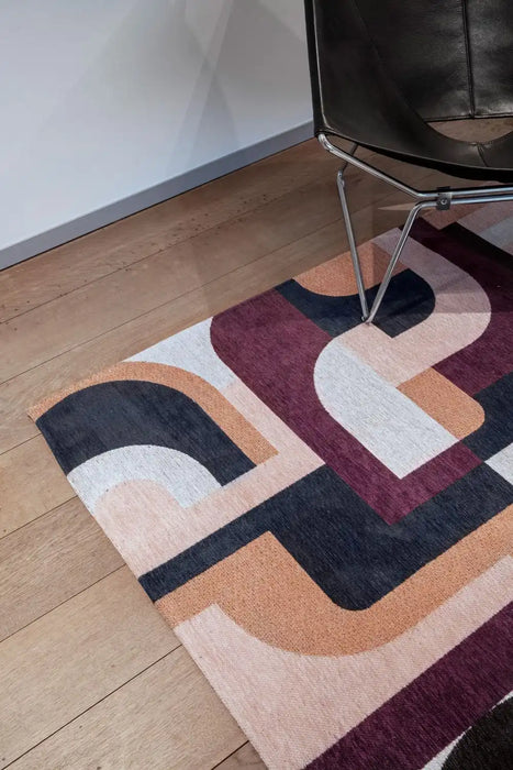 Louis de Poortere module nuance 9209 pink rohe Multicoloured, Pink Living Room Geometric Rug.