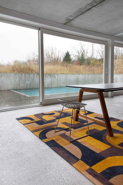 Louis de Poortere module nuance 9210 yellow meyer Yellow, Multicoloured Living Room Geometric Rug.