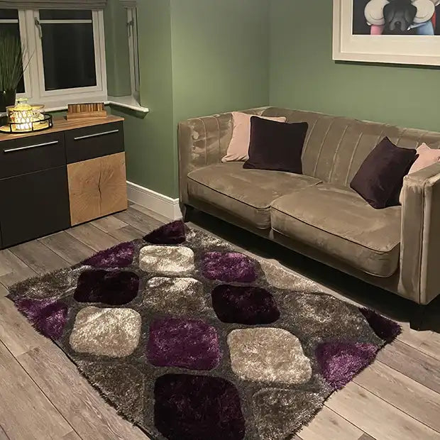 Photo by Alison R., | Think Rugs noble house 9247 grey purple Living Room Geometric Rug.