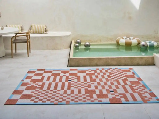 Louis de Poortere chess 9341 chess nude Orange, Cream Living Room  Rug.