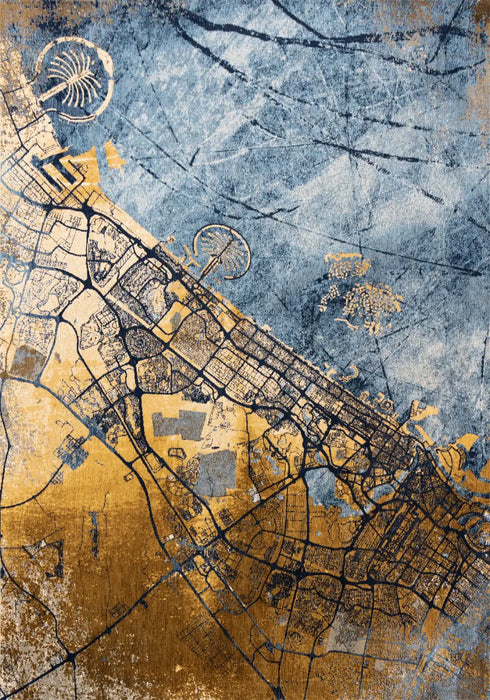 Cities Dubai Gold Sea 9698Washable Rug
