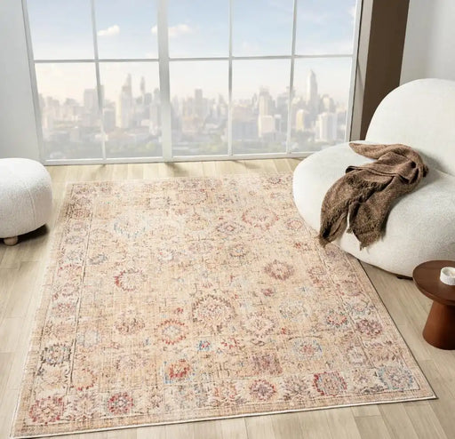 Prestige alia 513a2 beige cream Beige, Ivory Living Room  Rug.