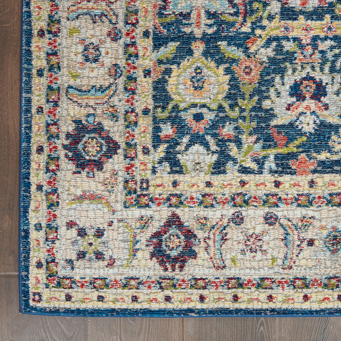 Nourison ankara global anr13 navy multi Blue, Multicoloured, Navy Living Room Moroccan Rug.