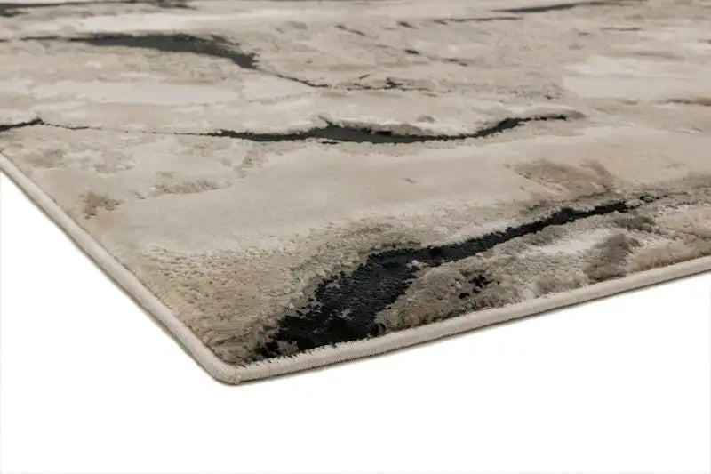 Asiatic aurora au05 quartz Grey, Black Living Room  Rug.
