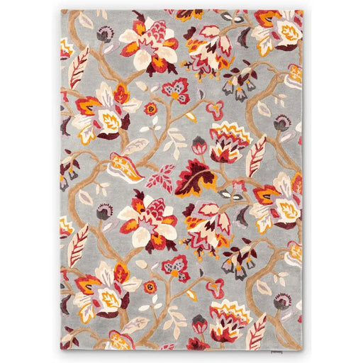 Sanderson sanderson amanpuri grey plum 145104 Grey, Purple, Multicoloured Living Room Wool Rug.