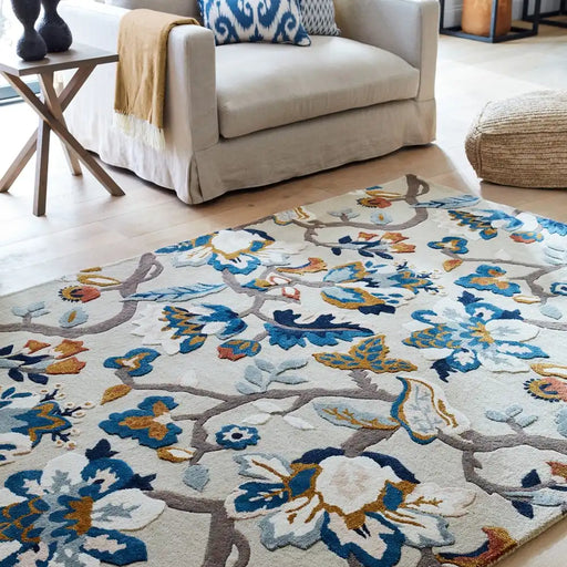 Sanderson sanderson amanpuri stone 145101 Grey, Multicoloured Living Room Wool Rug.