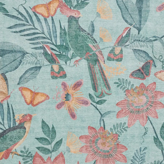 Catherine Lansfield Amaya Tropical Birds Green Washable  Green  Rug