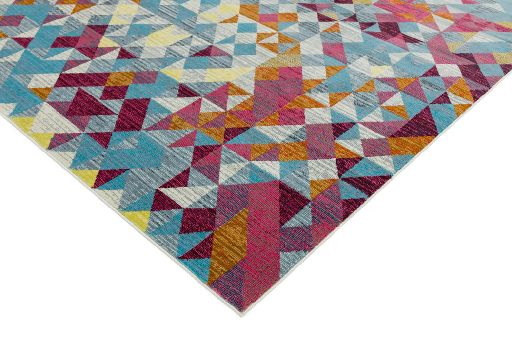 Asiatic amelie am11 rhombus Blue, Multicoloured, Pink Living Room  Rug.