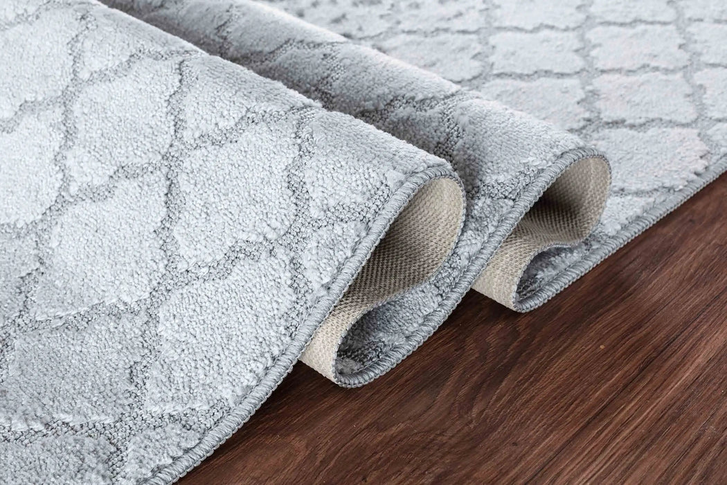 Serdim Rugs washable 9mm gel back trellis dark grey Grey Living Room Geometric Rug.