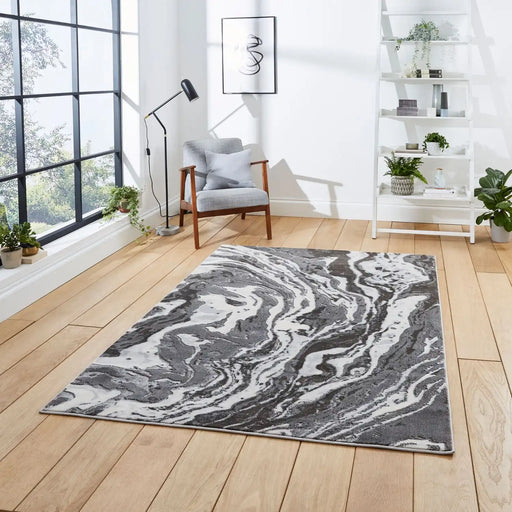 Think Rugs apollo gr584 grey Grey Living Room  Rug.
