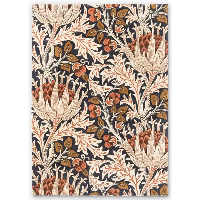 Morris & Co morris and co artichike amber charcoal 127103 Brown, Beige, Multicoloured Living Room Wool Rug.