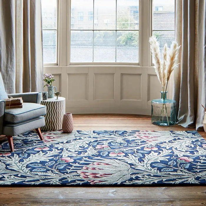 Morris & Co morris and co artichoke mineral 127108 Blue, Multicoloured Living Room Wool Rug.