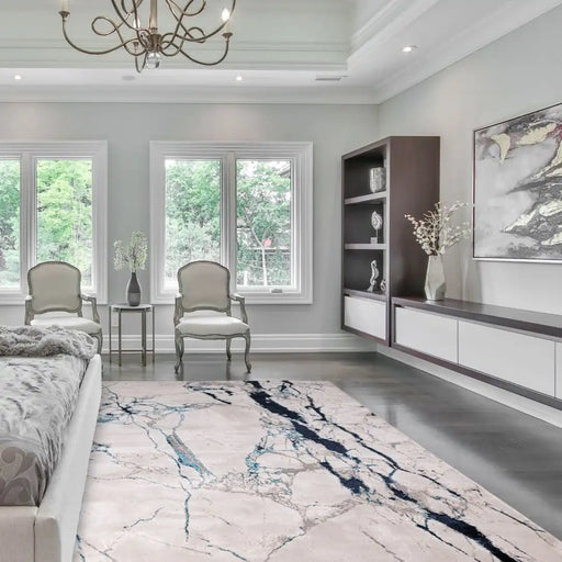 Asiatic aurora au22 quake Blue, Ivory, Cream Living Room  Rug.