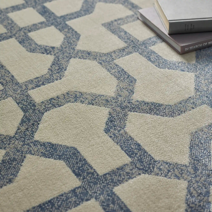 Origins artic avanti cream blue Blue, Ivory Living Room Geometric Rug.