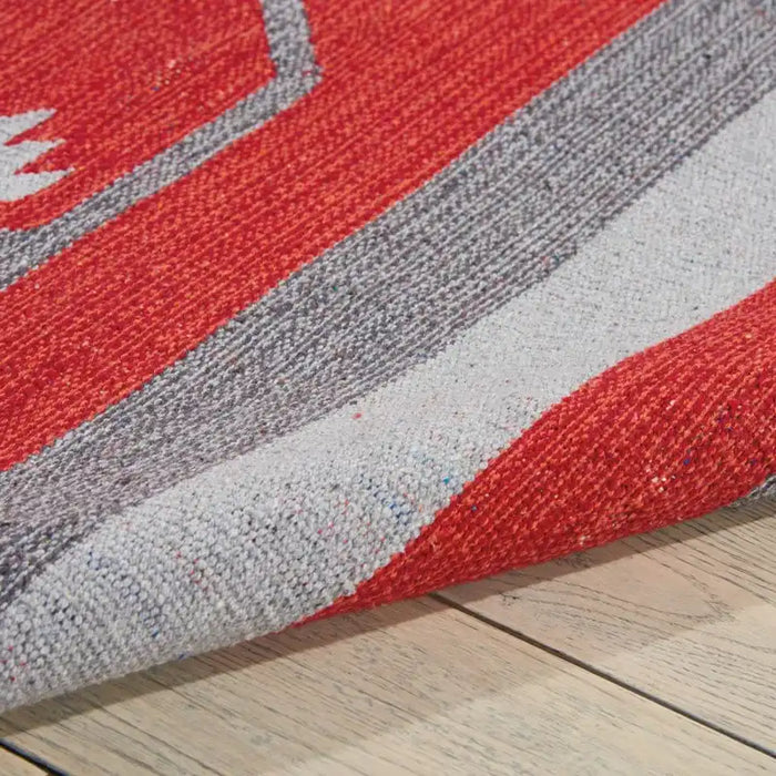 Nourison baja baj01 grey red Grey, Red Living Room Geometric Rug.