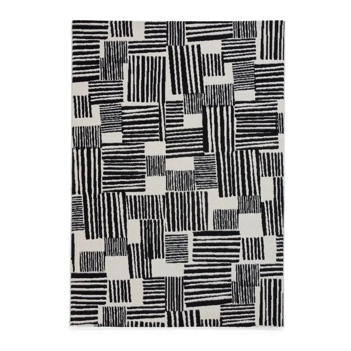 Catherine Lansfield Blocks Modern Abstract Black Rug