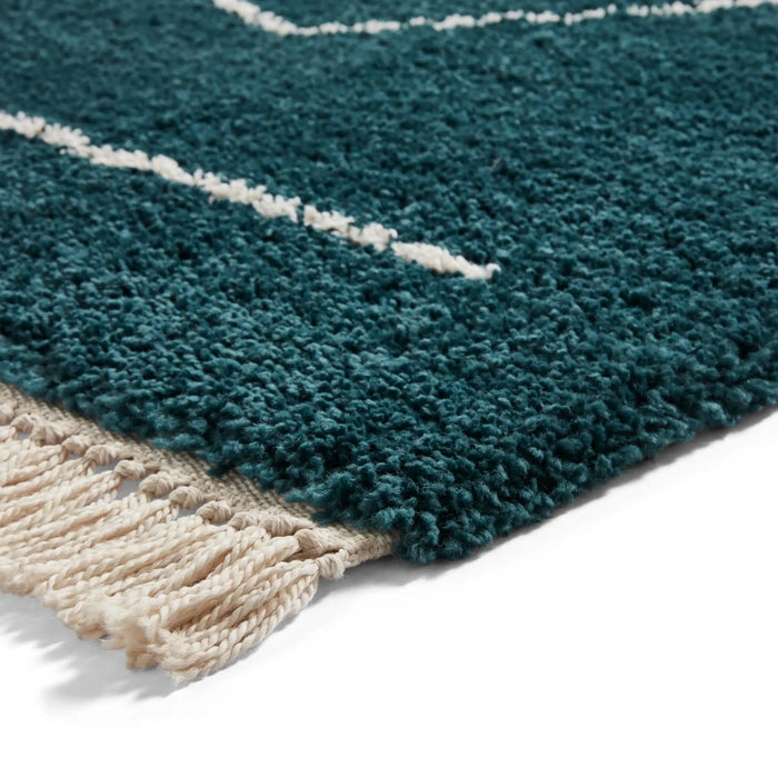 Think Rugs boho a474 dark green Green Living Room Geometric Rug.