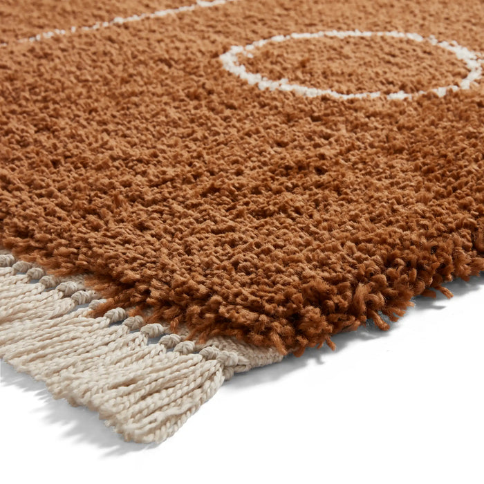 Think Rugs boho a474 rust Brown Living Room Geometric Rug.
