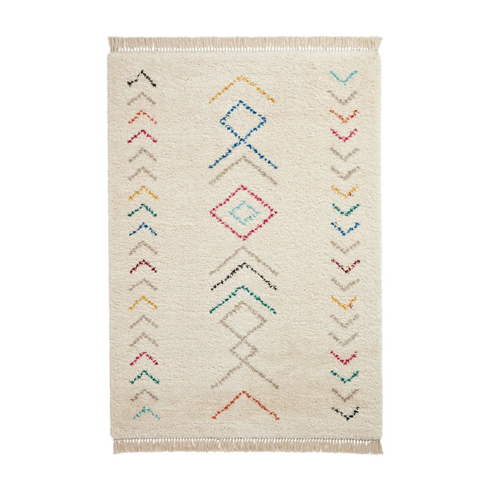 Think Rugs boho a812 multi Ivory, Multicoloured Living Room Geometric Rug.