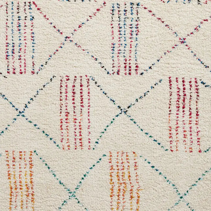 Think Rugs boho a814 multi Ivory, Multicoloured Living Room Geometric Rug.