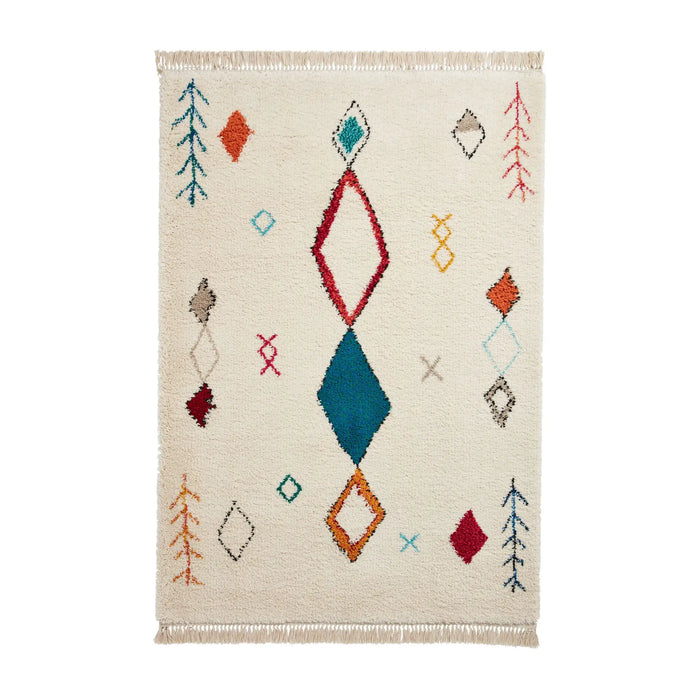 Think Rugs boho a859 multi Ivory, Multicoloured Living Room Geometric Rug.
